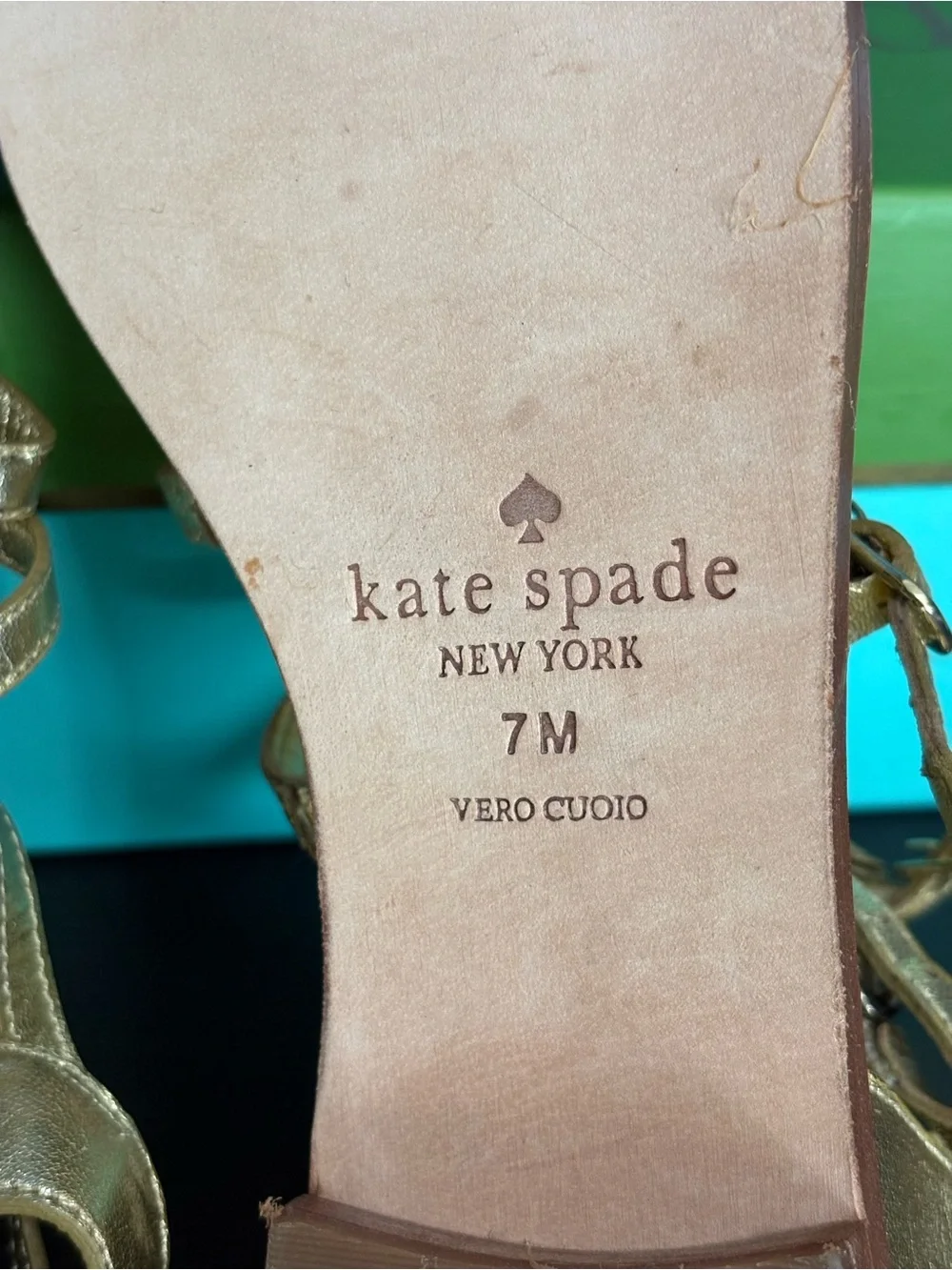 Kate Spade New York Sadia gold strappy style gladiator flat sandal. Size 7M. PO